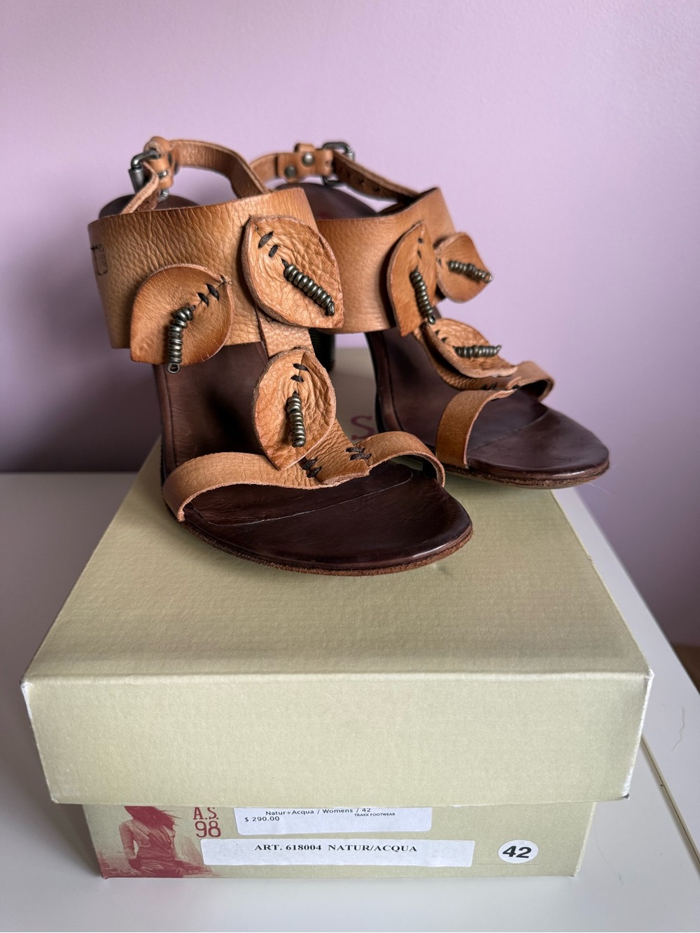 A.S.98 Tan Leather Strap Heels
